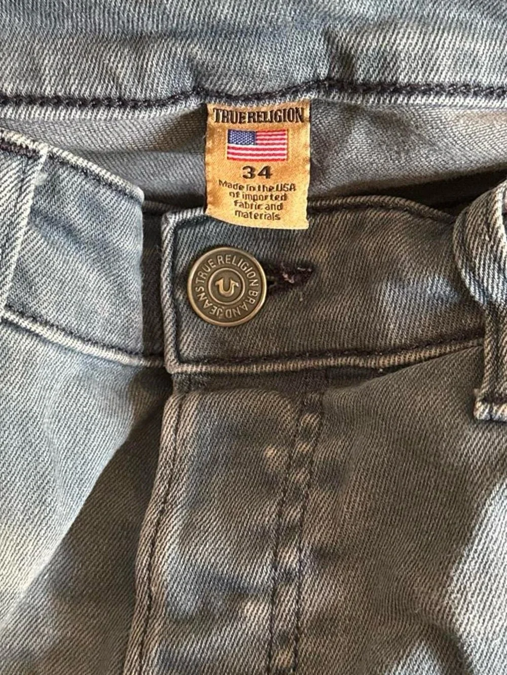True Religion Made in USA Straight Leg Light Wash Jeans